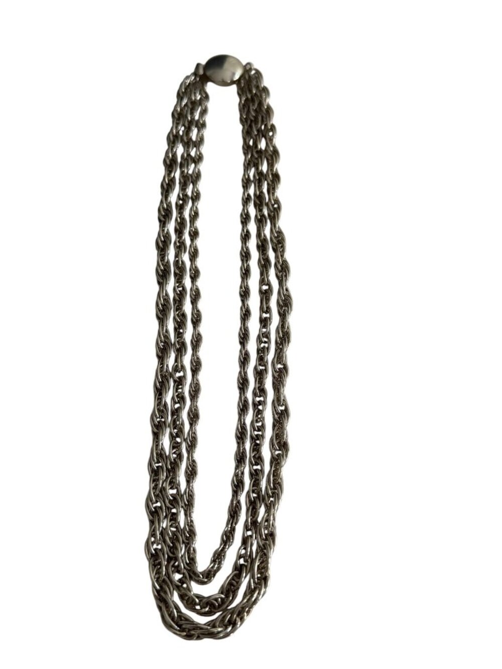 Vintage Y2K Three Strand Mixed Chain Necklace Silver Tone 16"
